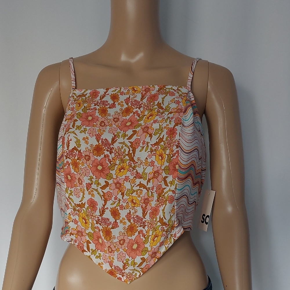 SO Womens Colorful Patterned Crop Tank Top Size M